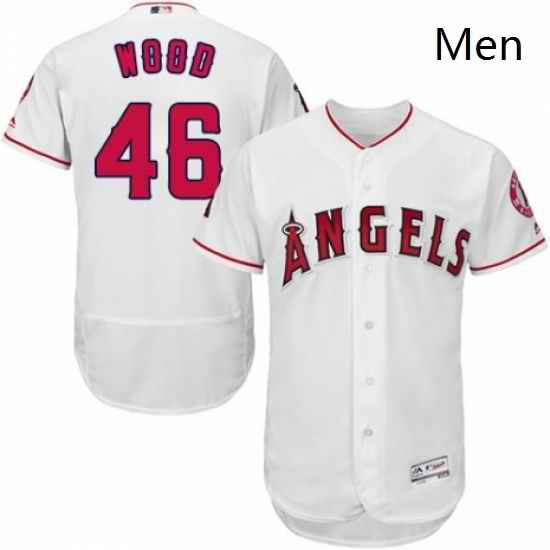 Mens Majestic Los Angeles Angels of Anaheim 46 Blake Wood White Home Flex Base Collection 2018 World Series Jersey